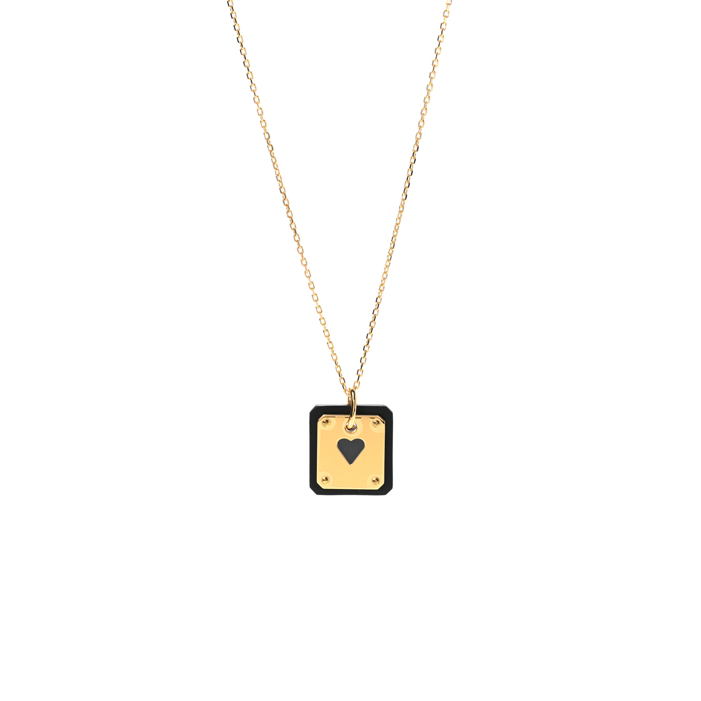 H**mes gold plated swift as de coeur necklace black